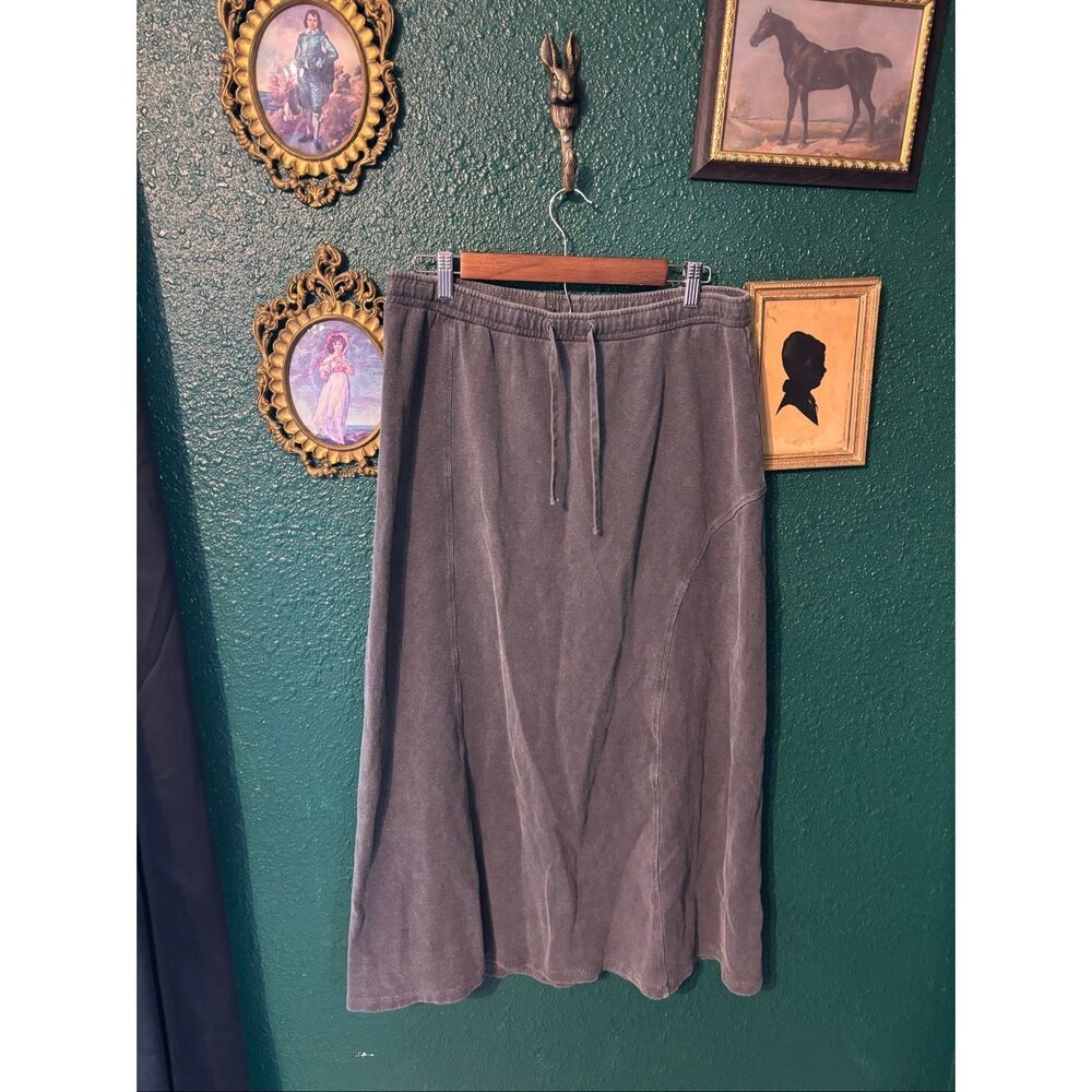 SALE POETRY GRAY HEMP AND COTTON JERSEY KNIT MIDI SKIRT SIZE 10